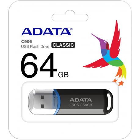ADATA Classic Series C906 - USB flash drive - 64 GB - USB 2.0 - black - 1