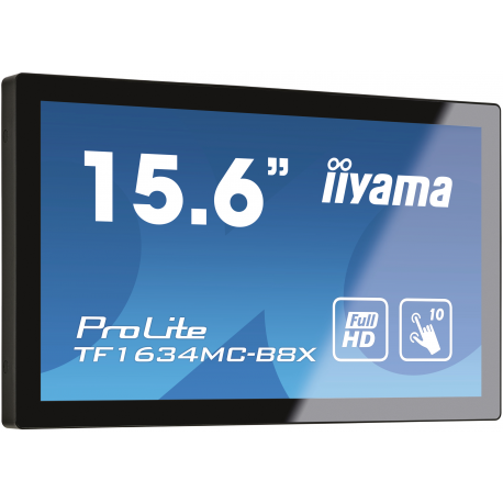 iiyama ProLite TF1634MC-B8X - LED monitor - 15.6" - open frame - touchscreen - 1920 x 1080 Full HD (1080p) @ 60 Hz - IPS - 450 cd / m² - 700:1 - 25 ms - HDMI, VGA, DisplayPort - black, matte - 5