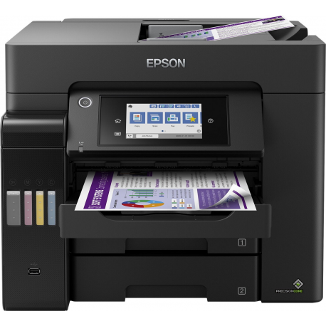 Epson EcoTank L6570 - Multifunction printer - colour - ink-jet - A4 (210 x 297 mm), Legal (216 x 356 mm) (original) - A4 / Legal (media) - up to 25 ppm (printing) - 550 sheets - 33.6 Kbps - USB 2.0, Gigabit LAN, USB 2.0 host, Wi-Fi(ac) - black - 0