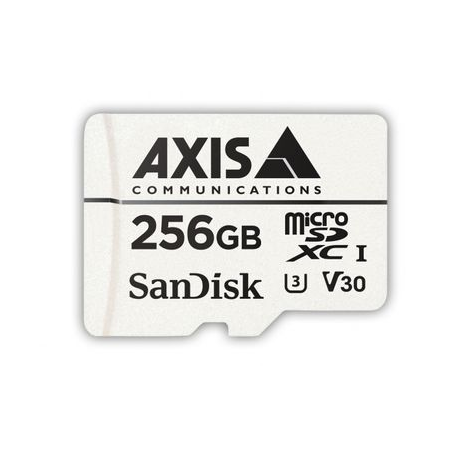 AXIS Surveillance - Flash memory card (microSDXC to SD adapter included) - 256 GB - Video Class V30  /  UHS Class 3  /  Class10 - microSDXC - white - for AXIS P1455, P3255, P3925, Q6100, Q6315, Q8752, V5925, V5938 50; Q60 Series; V59 Series - 0