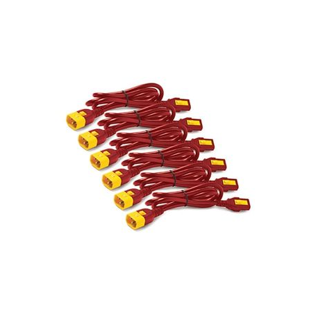 APC - Power cable - IEC 60320 C13 locking to IEC 60320 C14 locking - 60 cm - red (pack of 6) - for P / N: SCL500RMI1UC, SCL500RMI1UNC, SMT3000I-AR, SMT3000R2I-AR, SMTL750RMI2UC, SRT1500RMXLI - 0