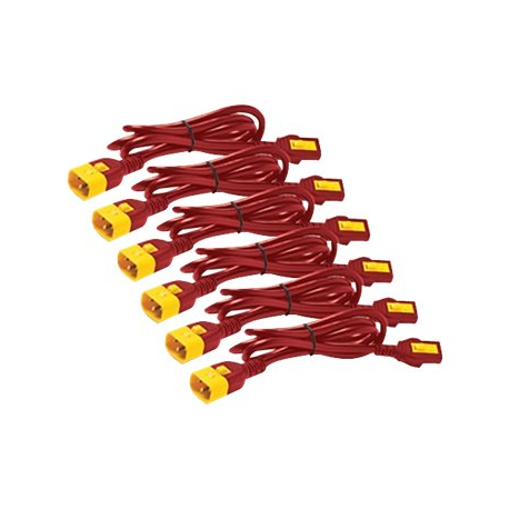APC - Power cable - IEC 60320 C13 locking to IEC 60320 C14 locking - 60 cm - red (pack of 6) - for P / N: SCL500RMI1UC, SCL500RMI1UNC, SMT3000I-AR, SMT3000R2I-AR, SMTL750RMI2UC, SRT1500RMXLI - 2