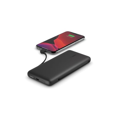 Belkin BOOST CHARGE PLUS - Power bank - 10000 mAh - 23 Watt - Fast Charge, PD - 2 output connectors (Lightning, USB-C) - black - 2