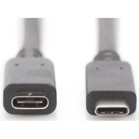 DIGITUS - USB extension cable - USB-C (M) to USB-C (F) - 20 V - 5 A - 1.5 m - 4K support, USB Power Delivery (5A, 100W) - black - 1