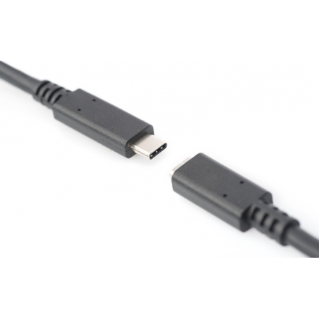 DIGITUS - USB extension cable - USB-C (M) to USB-C (F) - 20 V - 5 A - 1.5 m - 4K support, USB Power Delivery (5A, 100W) - black - 2