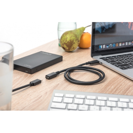 DIGITUS - USB extension cable - USB-C (M) to USB-C (F) - 20 V - 5 A - 1.5 m - 4K support, USB Power Delivery (5A, 100W) - black - 7