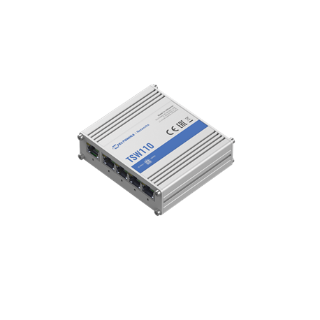 Teltonika TSW100 - Switch - unmanaged - 5 x 10/100/1000 - DIN rail mountable, surface-mountable - Passive PoE - DC power - 5