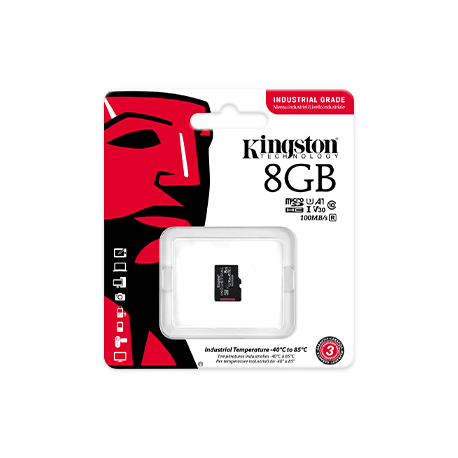 Kingston Industrial - Flash memory card - 8 GB - A1  /  Video Class V30  /  UHS-I U3  /  Class10 - microSDHC UHS-I - 2