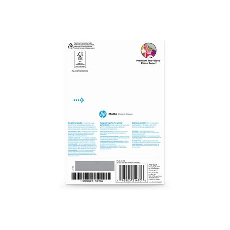 HP - Matte - 8.8 mil - 100 x 150 mm - 180 g / m² - 25 sheet(s) photo paper - for Deskjet 41XX; ENVY 64XX; ENVY Inspire 79XX; Officejet Pro 77XX, 90XX; Smart Tank Plus 55X - 1