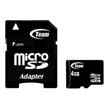 Team - Flash memory card (microSDHC to SD adapter included) - 4 GB - Class 10 - microSDHC - black - 2