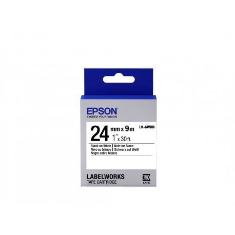 Epson LabelWorks LK-6WBN - Black on white - Roll (2.4 cm x 9 m) 1 cassette(s) label tape - for LabelWorks LW-1000, LW-600, LW-700, LW-900, LW-Z5000, LW-Z5010, LW-Z700, LW-Z710, LW-Z900 - 2