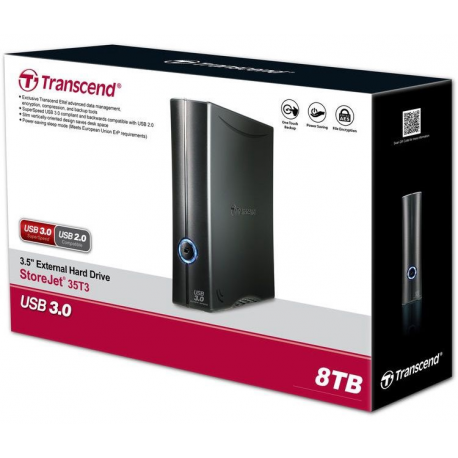 Transcend StoreJet 35T3 - Hard drive - 8 TB - external (desktop) - 3.5" - USB 3.0 - 256-bit AES - 4