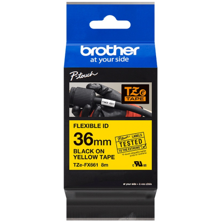 Brother TZe-FX661 - Black on yellow - Roll (3.6 cm x 8 m) 1 cassette(s) flexible tape - for P-Touch PT-3600, 530, 550, 9200, 9400, 9500, 9600, 9700, 9800, D800, E800, P900, P950 - 2