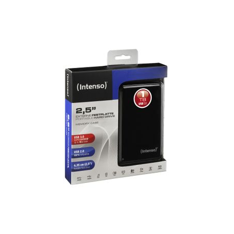 Intenso Memory Case - Hard drive - 1 TB - external (portable) - 2.5" - USB 3.0 - 5400 rpm - buffer: 8 MB - black - 5