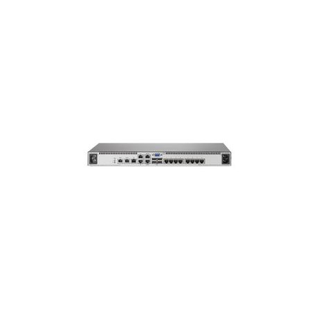 HPE IP Console G2 Switch with Virtual Media and CAC 1x1Ex8 - KVM switch - 8 x KVM port(s) - 1 local user - 1 IP user - desktop - for HPE 10XXX G2, 600, 800; Advanced Series Racks 42U 600; ProLiant DL20 Gen9, e2000 G6; Rack - 1