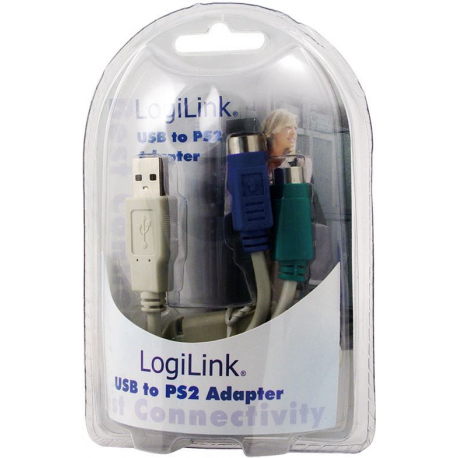 LogiLink Adapter USB to PS / 2 - Keyboard / mouse adapter - USB (M) to PS / 2 (F) - 20 cm - 1