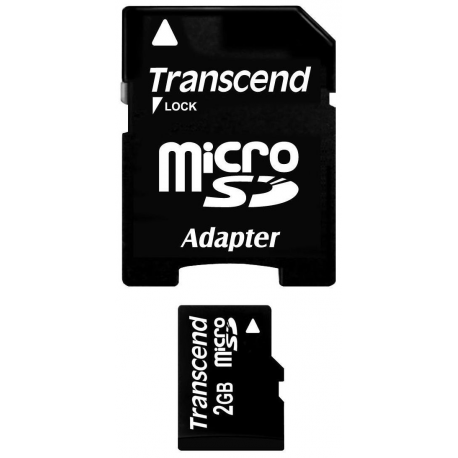 Transcend - Flash memory card (SD adapter included) - 2 GB - microSD - 1