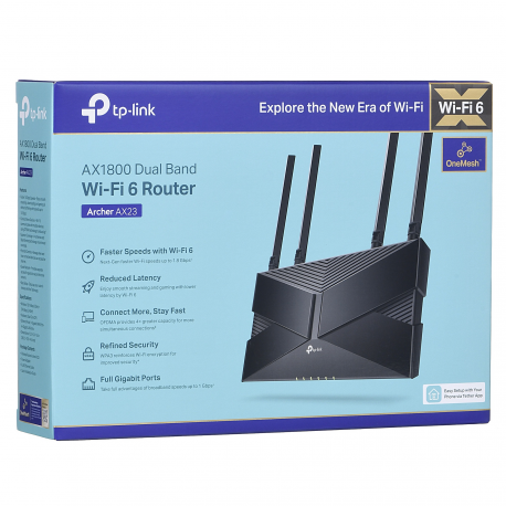 TP-Link Archer AX23 V1 - Wireless router - 4-port switch - GigE - 802.11a/b/g/n/ac/ax - Dual Band - 14