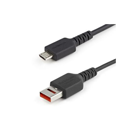 StarTech.com 3ft (1m) Secure Charging Cable, USB-A to Micro USB Data Blocker Charge-Only Cable, Power-Only Charger Cable for Phone / Tablet, Data Blocking USB Protector Adapter Cable, TPE - 5V at 2.4A (12W max) (USBSCHAU1M) - USB cable - USB (power only) (M) to Micro-USB Type B (power only) (M) - 5 V - 2.4 A - 100 cm - molded, passive - black - 0