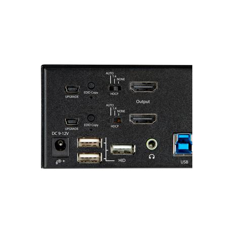 StarTech.com 2 Port Dual Monitor HDMI KVM Switch, 4K 60Hz Ultra HD HDR, Desktop 4K HDMI 2.0 KVM Switch with 2 Port USB 3.0 Hub (5Gbps) & 4x USB 2.0 HID Port, Audio, Hotkey Switching, TAA - KVM with Fast Switching (SV231DHU34K6) - KVM / audio switch - 2 x KVM / audio - desktop - TAA Compliant - 6