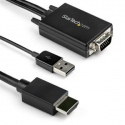 StarTech.com 3m VGA to HDMI Converter Cable with USB Audio Support & Power, Analog to Digital Video Adapter Cable to connect a VGA PC to HDMI Display, 1080p Male to Male Monitor Cable - Supports Wide Displays (VGA2HDMM3M) - Video interface converter - USB, HD-15 (VGA) (M) to HDMI (M) - 3 m - black - active, 1080p support, USB power + audio