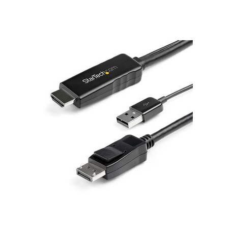 StarTech.com 2m (6ft) HDMI to DisplayPort Cable 4K 30Hz, Active HDMI 1.4 to DP 1.2 Adapter Converter Cable with Audio, USB Powered, Mac & Windows, HDMI Laptop to DP Monitor, Male / Male - Built-In USB Cable (HD2DPMM2M) - Video cable - HDMI, USB (power only) (M) to DisplayPort (M) - 2 m - black - 4K support, active - 0