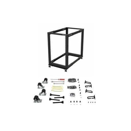 StarTech.com 18U 19" Open Frame Server Rack, 4 Post Adjustable Depth 23-41" Mobile, Free Standing Rolling Network / Computer Equipment Data Rack, Dell PowerEdge, HP ProLiant ThinkServer - Adjustable Server Rack (4POSTRACK18U) - Rack open frame - 4-post - floor-standing - black - 18U - 1