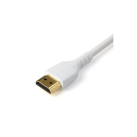 StarTech.com 1m Premium Certified HDMI 2.0 Cable with Ethernet, Durable High Speed UHD 4K 60Hz HDR 10, 3ft Rugged M / M HDMI Cord with Aramid Fiber, TPE, Ultra HD Monitors, TVs & Displays - EMI Protected - 30 AWG (RHDMM1MPW) - Premium High Speed HDMI with Ethernet cable - HDMI male to HDMI male - 1 m - white - for P / N: TB3DKM2HDL - 1
