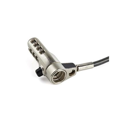 StarTech.com 6.5' (2m) 3-in-1 Universal Laptop Cable Lock, 4-Digit Combination Laptop / Desktop Security Cable Lock Compatible w /  K-Slot, Nano & Wedge Slot Computer, Anti-Theft Steel Cable - Universal Laptop Lock (LTULOCK4D) - Security cable lock - 2 m - 1