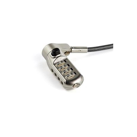 StarTech.com 6.5' (2m) 3-in-1 Universal Laptop Cable Lock, 4-Digit Combination Laptop / Desktop Security Cable Lock Compatible w /  K-Slot, Nano & Wedge Slot Computer, Anti-Theft Steel Cable - Universal Laptop Lock (LTULOCK4D) - Security cable lock - 2 m - 2
