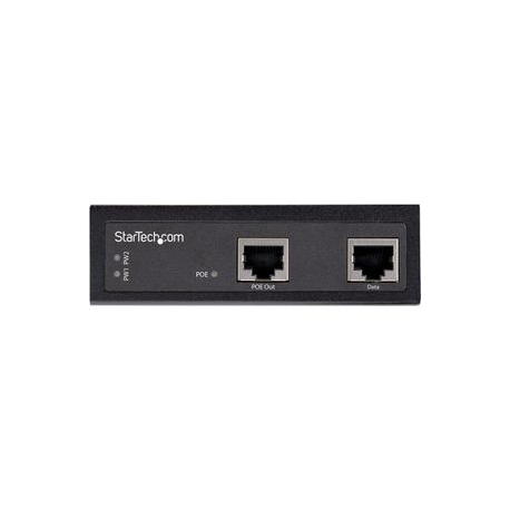 StarTech.com Industrial Gigabit PoE Injector, High Speed/High Power 90W, 802.3bt PoE++ 48V-56VDC DIN Rail UPoE/Ultra Power Over Ethernet Injector Adapter, -40C to +75C, Rugged, Gigabit PoE - 90W PoE++ Injector (POEINJ1G90W) - PoE injector - 90 Watt - output connectors: 2 - black - 2