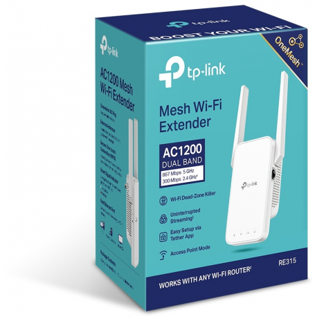 TP-Link RE315 V1 - Wi-Fi range extender - 100Mb LAN - Wi-Fi 5 - 2.4 GHz, 5 GHz - in wall - 2