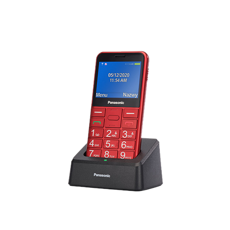 Panasonic KX-TU155 - Mobile phone - dual-SIM - microSD slot, - microSD slot - 240 x 320 pixels - TFT 0.3 MP - red - 2