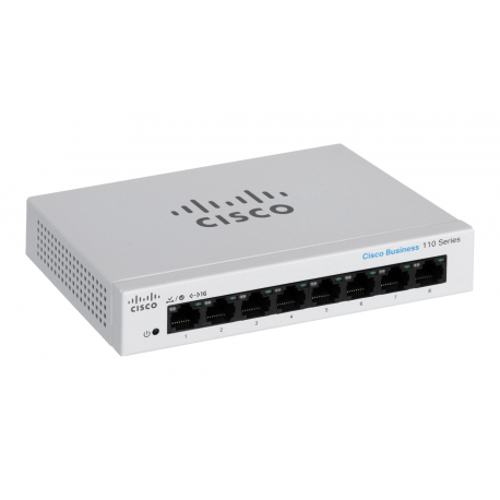Cisco Business 110 Series 110-8T-D - Switch - unmanaged - 8 x 10 / 100 / 1000 - desktop, rack-mountable, wall-mountable - DC power - 9