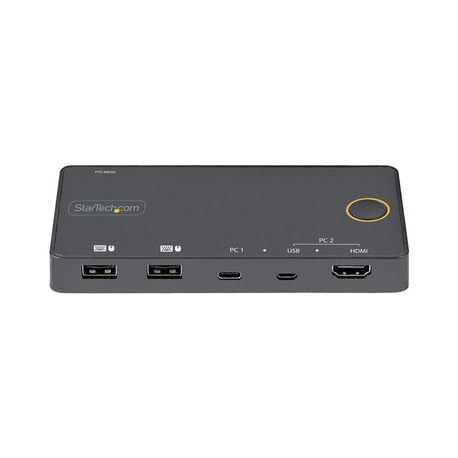 StarTech.com 2 Port Hybrid USB-A + HDMI & USB-C KVM Switch, Single 4K 60Hz HDMI 2.0 Monitor, Compact Desktop and / or Laptop HDMI KVM Switch, USB Bus Powered, Thunderbolt 3 Compatible - 2 Port HDMI KVM Switch (SV221HUC4K) - KVM  /  audio switch - 2 x KVM  /  audio - desktop - 0