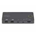StarTech.com 2 Port Hybrid USB-A + HDMI & USB-C KVM Switch, Single 4K 60Hz HDMI 2.0 Monitor, Compact Desktop and / or Laptop HDMI KVM Switch, USB Bus Powered, Thunderbolt 3 Compatible - 2 Port HDMI KVM Switch (SV221HUC4K) - KVM  /  audio switch - 2 x KVM  /  audio - desktop