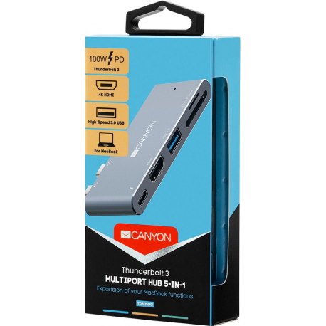 Canyon CNS-TDS05DG - Docking station - USB-C - 5-slot - HDMI - 3