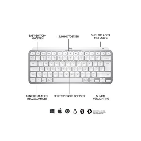 Logitech MX Keys Mini - Keyboard - backlit - Bluetooth - QWERTZ - German - pale grey - 5