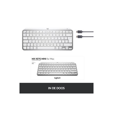 Logitech MX Keys Mini for Mac - Keyboard - backlit - Bluetooth - QWERTZ - German - pale grey - for Apple 10.2-inch iPad; 10.5-inch iPad Air; 10.9-inch iPad Air; iPhone 11, 12, 13, SE - 9
