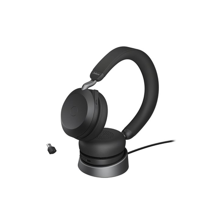 Jabra Evolve2 75 - Headset - on-ear - Bluetooth - wireless, wired - active noise cancelling - USB-C - noise isolating - black - Optimised for UC - 0