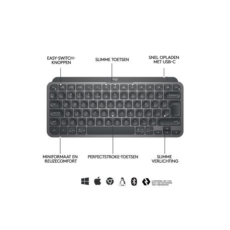 Logitech MX Keys Mini - Keyboard - backlit - Bluetooth - QWERTY - US International - graphite - 5