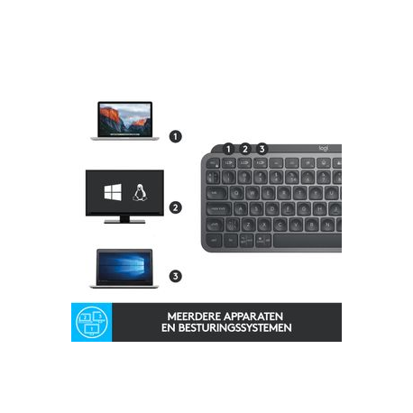 Logitech MX Keys Mini - Keyboard - backlit - Bluetooth - QWERTY - US International - graphite - 6