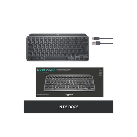 Logitech MX Keys Mini - Keyboard - backlit - Bluetooth - QWERTY - US International - graphite - 9