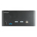 StarTech.com 2 Port Triple Monitor DisplayPort KVM Switch, 4K 60Hz UHD HDR, Desktop 4K DP 1.2 KVM with 2 Port USB 3.0 Hub (5Gbps) & 4x USB 2.0 HID Ports, Audio, Hotkey Switching, TAA - Keyboard/Video/Mouse Switch (SV231TDPU34K) - KVM / audio switch - 2 x KVM / audio - desktop - TAA Compliant