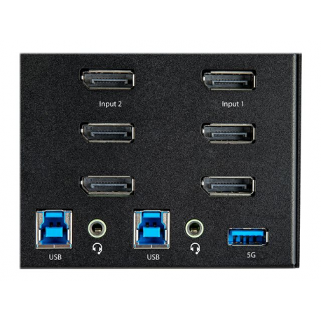 StarTech.com 2 Port Triple Monitor DisplayPort KVM Switch, 4K 60Hz UHD HDR, Desktop 4K DP 1.2 KVM with 2 Port USB 3.0 Hub (5Gbps) & 4x USB 2.0 HID Ports, Audio, Hotkey Switching, TAA - Keyboard/Video/Mouse Switch (SV231TDPU34K) - KVM / audio switch - 2 x KVM / audio - desktop - TAA Compliant - 3