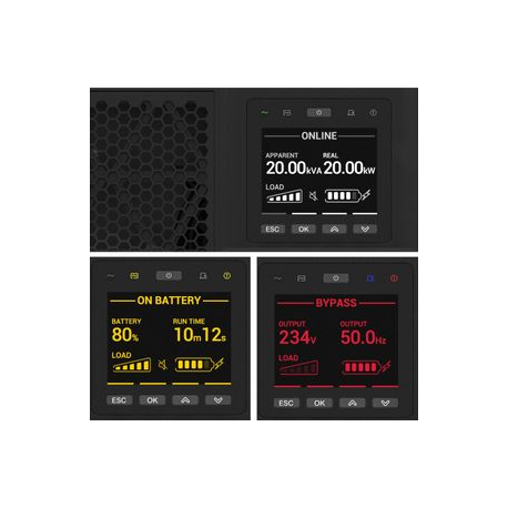 APC Smart-UPS RT 20kVA - UPS (rack-mountable) - AC 230 / 380 V - 20000 Watt - 20000 VA - 3-phase  /  1-phase - RS-232 - output connectors: 1 - 7U - black - 1