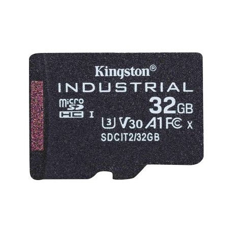 Kingston Industrial - Flash memory card (microSDHC to SD adapter included) - 32 GB - A1  /  Video Class V30  /  UHS-I U3  /  Class10 - microSDHC UHS-I - 0