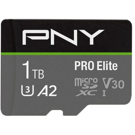 PNY PRO Elite - Flash memory card - 1 TB - A2 / Video Class V30 / UHS-I U3 / Class10 - microSDXC UHS-I - 0