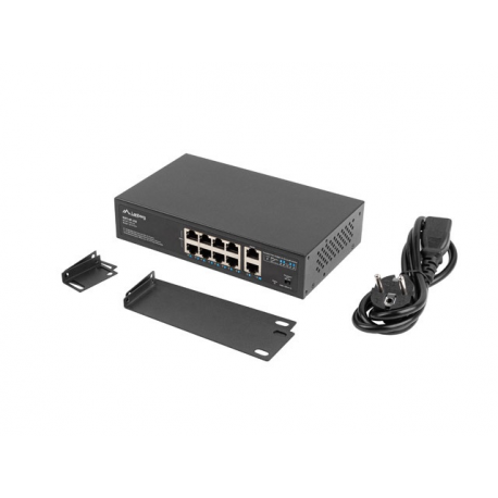 Lanberg RSFE-8P-2GE-120 - Switch - unmanaged - 2 x 10 / 100 (uplink) + 8 x 10 / 100 (PoE+) - desktop, wall-mountable - PoE+ (120 W) - 9