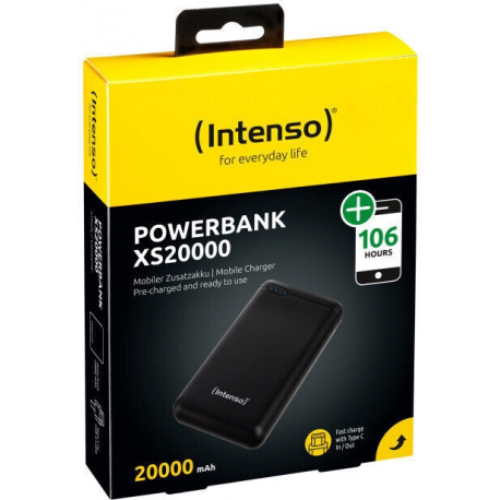 Intenso XS20000 - Power bank - 20000 mAh - 3.1 A - 2 output connectors (USB, USB-C) - black - 4